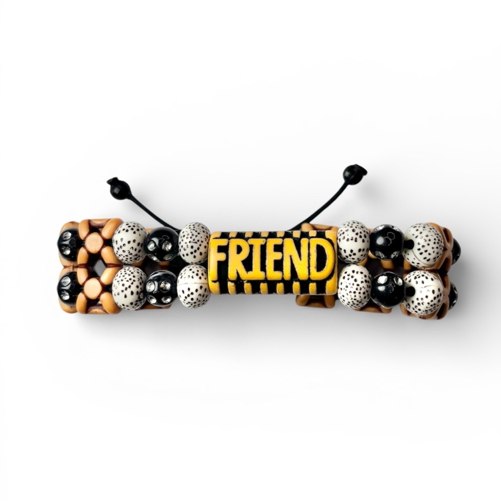 Engraved African Adjustable Nylon Cord “Friend” Bracelet, Handcrafted